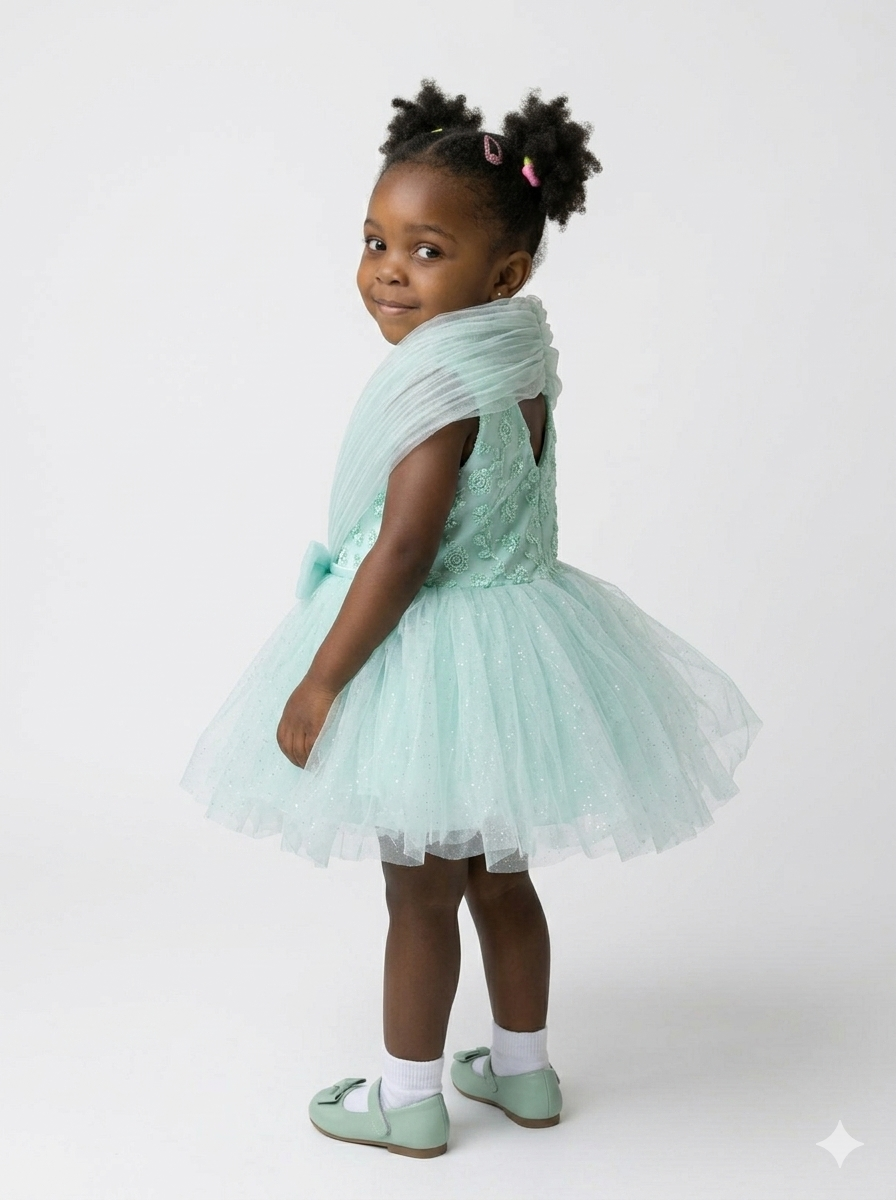 Mint Sparkle Petal Enchanted Dress