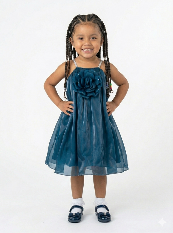 The Midnight Teal Shimmer Party Dress
