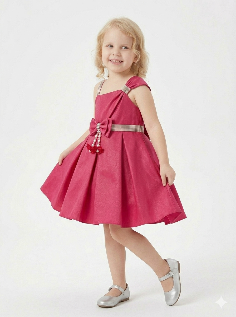 The Radiant Raspberry Bow Gala Dress