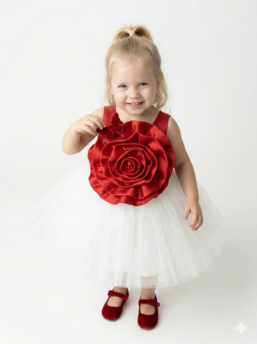 Scarlet Rose Flower Tutu Dress