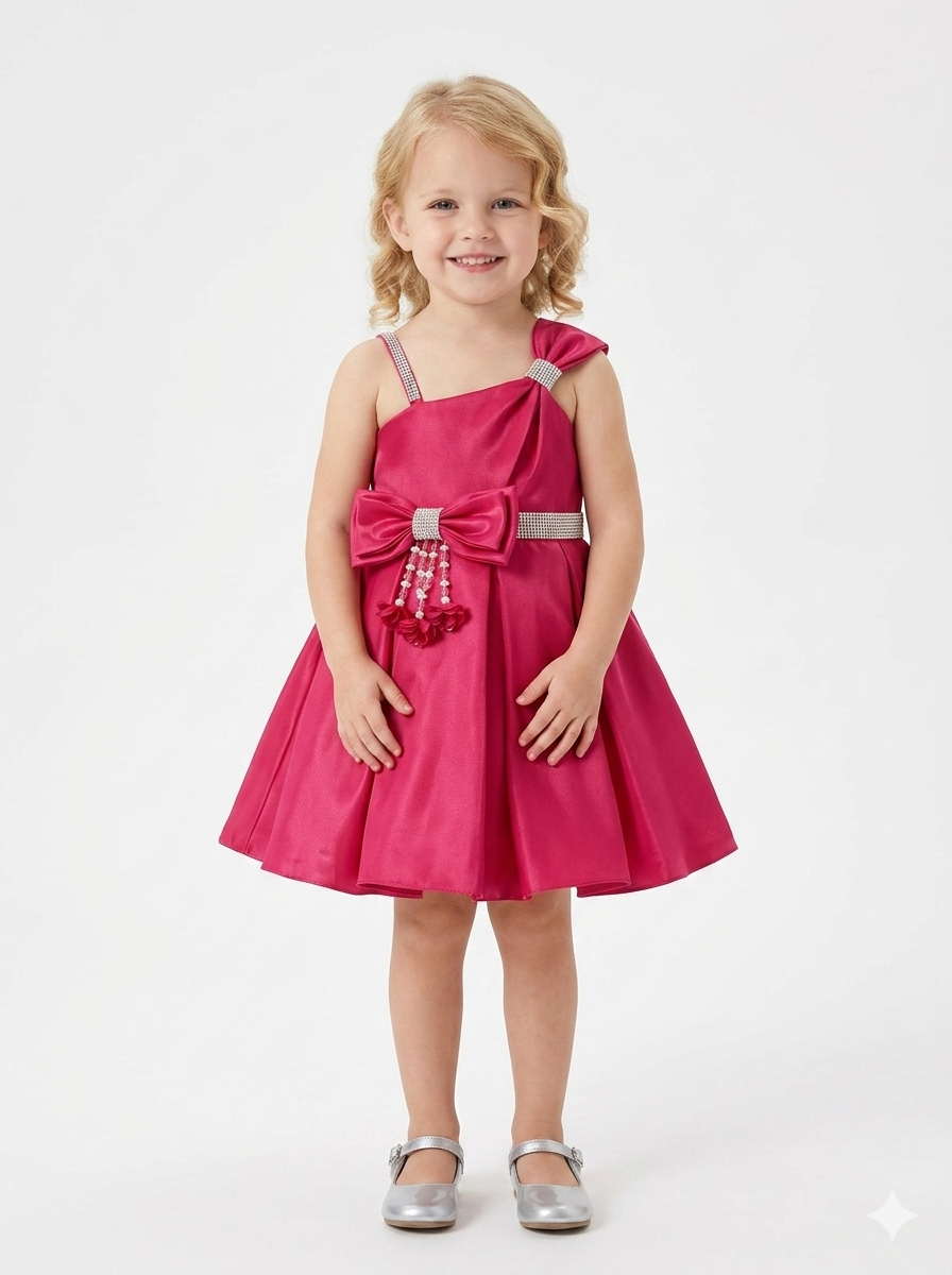The Radiant Raspberry Bow Gala Dress