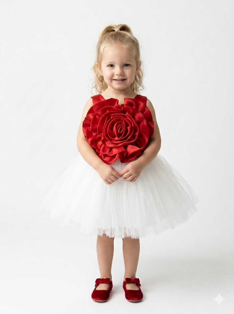 Scarlet Rose Flower Tutu Dress