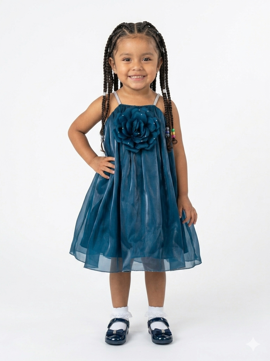 The Midnight Teal Shimmer Party Dress